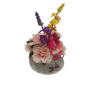Silk Floral Arrangement POP-IN for your Tea Cup Party Birthday Bridal Home Decor